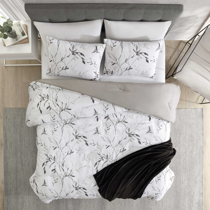Ensemble d'édredon Kenneth Cole, Édredon pour lit simple + 1 taie décorative stan, Gris