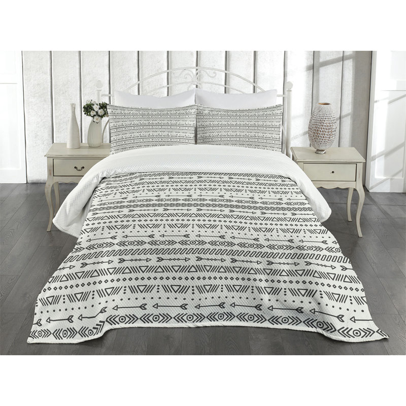 Ensemble de couvre-lit géométrique Ambesonne, Couvre-lit très grand + 2 taies décoratives stan