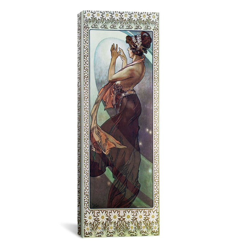 Impression d’art graphique sur toile tendue « alphonse mucha pole star, 1902 », H 36 po x l 12 po x P 1,5 po