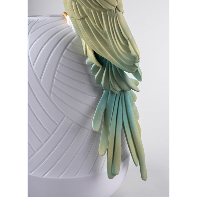 Macaw Bird Vase, Blue/Green/White