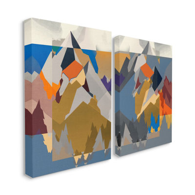 «Geometric Mountain Shape» par Jennifer Goldberger, ensemble de 2 reproductions d'impressions