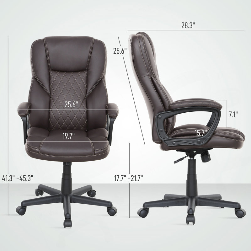 Fauteuil de direction en similicuir avec hauteur réglable et roulettes pivotantes, chaise de bureau ergonomique à haut dossier, pour la maison et le bureau