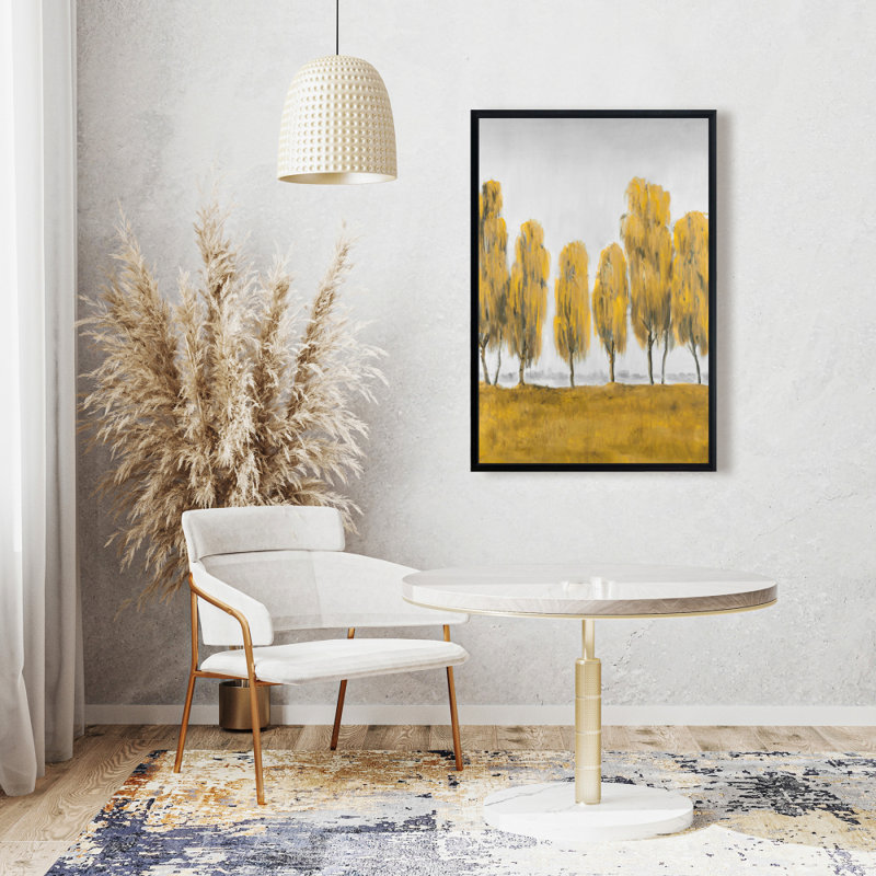 "Sept arbres jaunes abstraits" sur toile