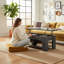 Table basse à plateau relevable, table basse extensible avec rangement dissimulé, convertible en bureau d'ordinateur portable ou en table de salle à manger pour le salon, le bureau personnel, petits espaces - Table de centre moderne en bois avec mécanisme à ressort à gaz, noir-1056518390