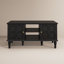 Table basse de style Mid-Century avec pieds en bois massif, porte d'armoire cachée rétro avec finition centrale en noyer / noir-1681829345