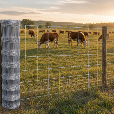 Clôture de ferme en treillis métallique galvanisé 328 pi x 4,9 pi, clôture articulée à charnière, filet gradué, enduit de zinc lourd
