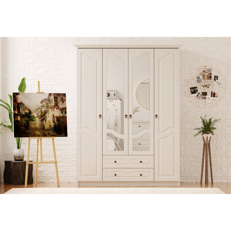 Anthuan 4 Door Manufactured Wood Wardrobe