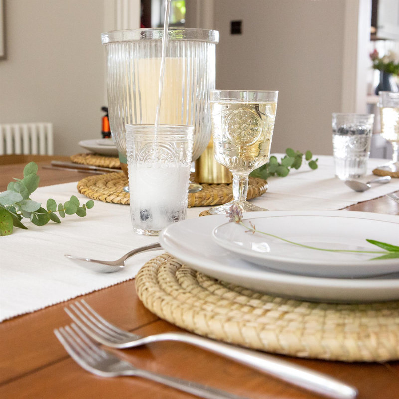 Argon Tableware - 12 Piece Woven Palm Leaf Placemats & Coasters Set - 6x Placemats, 6x Coasters