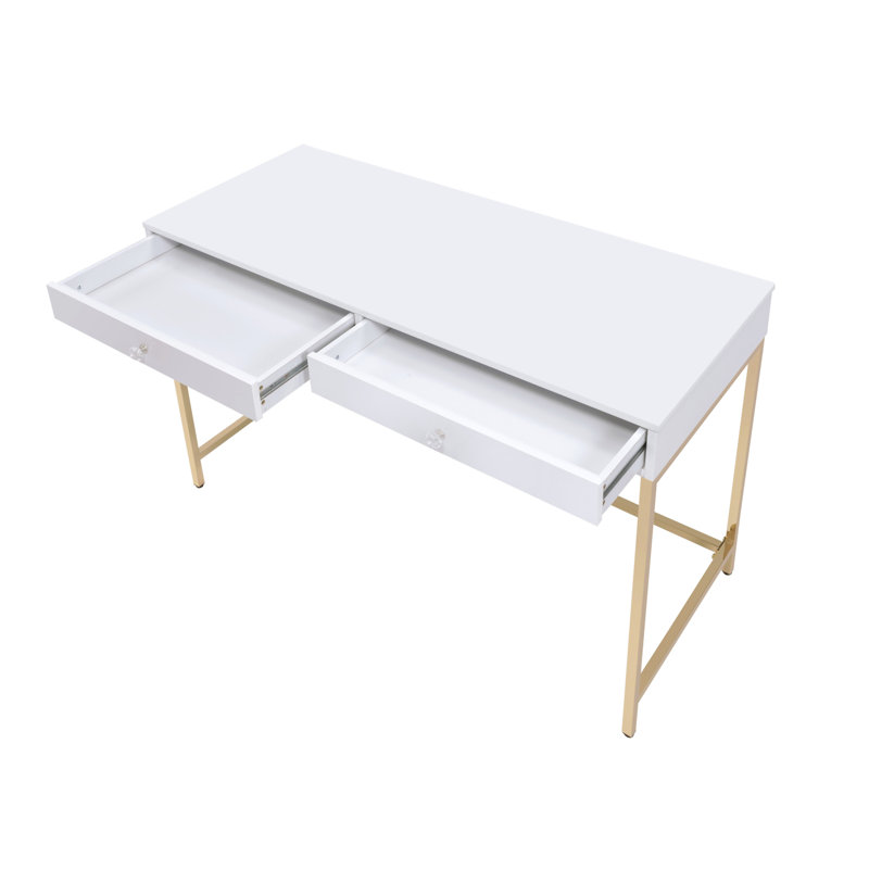 Bureau d'écriture Ottey, Blanc / Doré