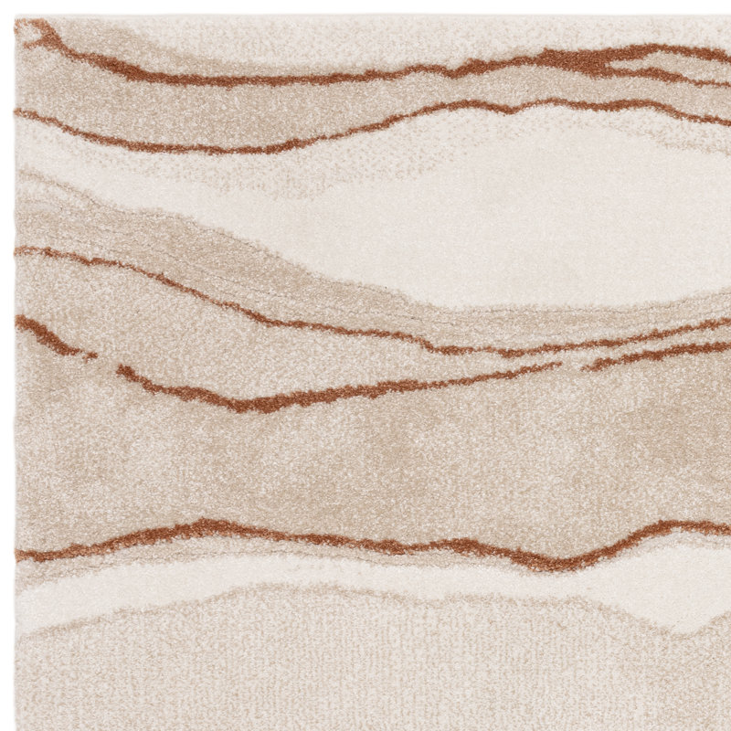 Decara Quartz Abstract High-Low Terracotta/Beige Area Rug, Rectangle 80 x 150 cm