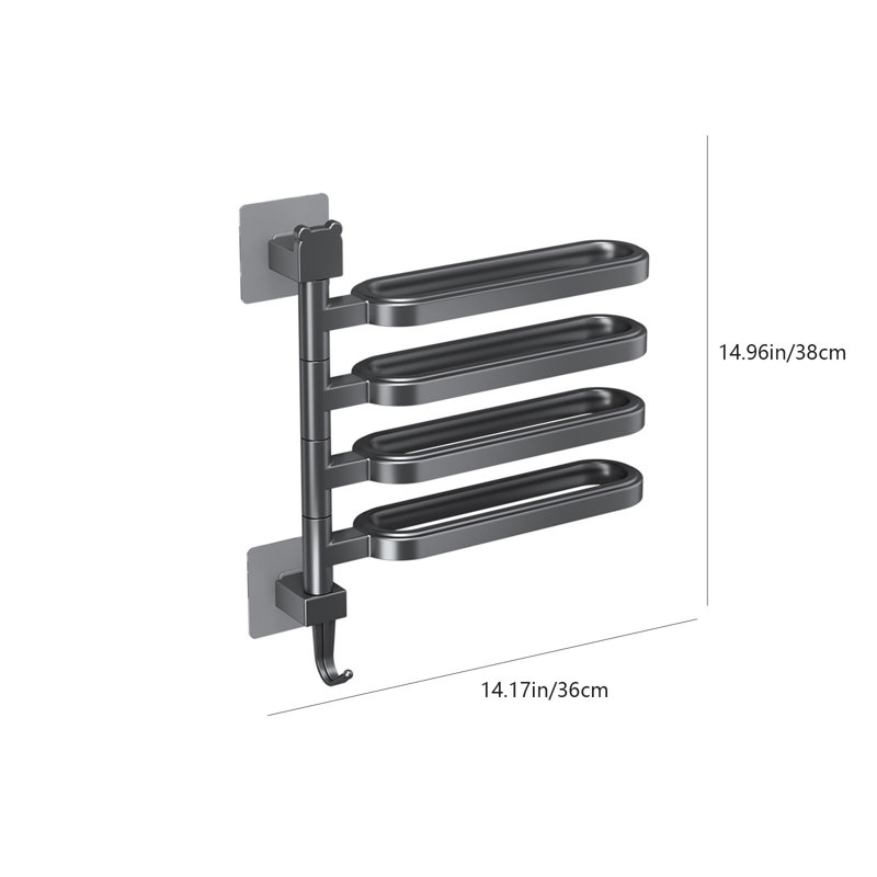 Étagère à serviettes pivotante sans trou, H 1,38 po x l 13,58 po x P 13,58 po, Alloy