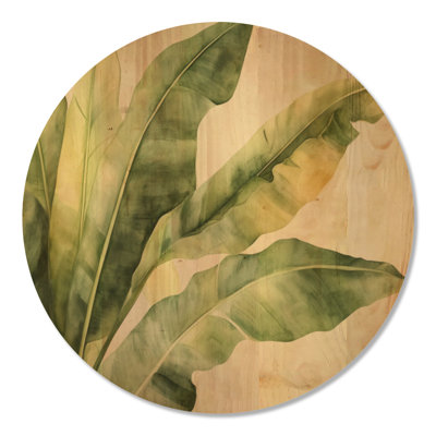 Décoration murale ronde en bois tropical « Feuille de bananier apaisante »