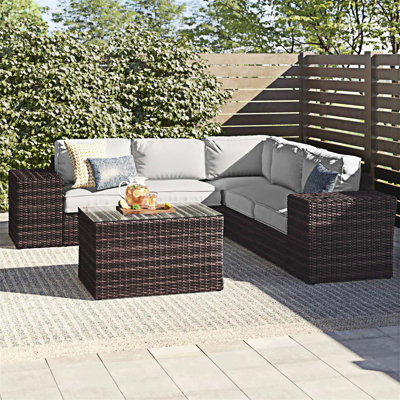 4-Seat Rattan Wicker Patio Furniture Set With Cushions
