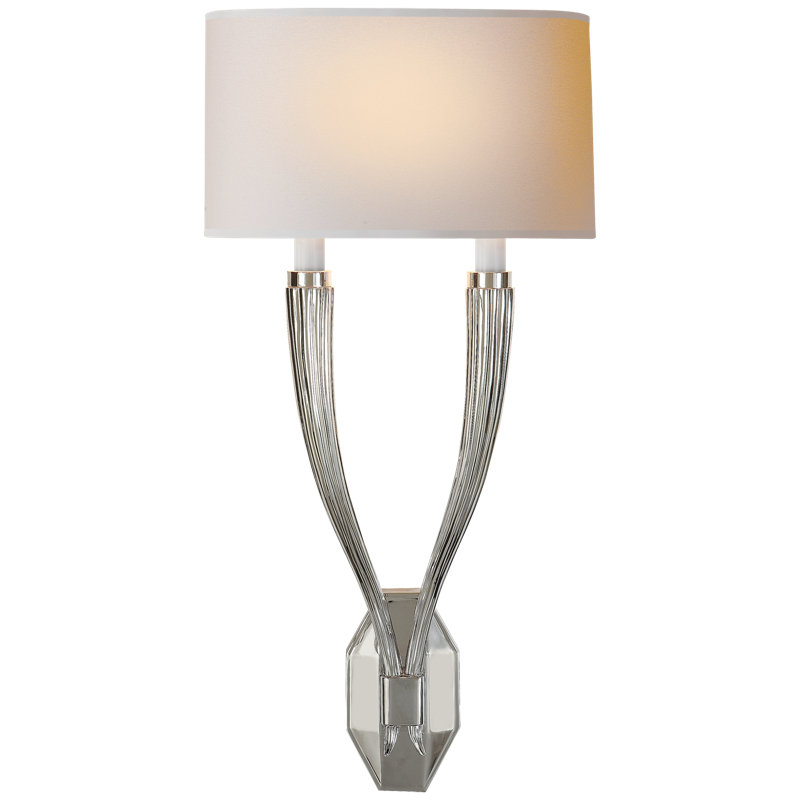 Chapman & Myers Ruhlmann Double Sconce, Polished Nickel, Fabric