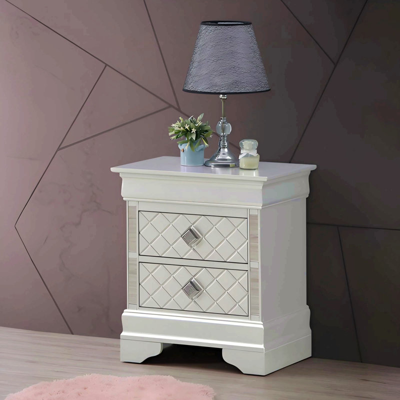 Élégante table de chevet champagne argentée, Gris