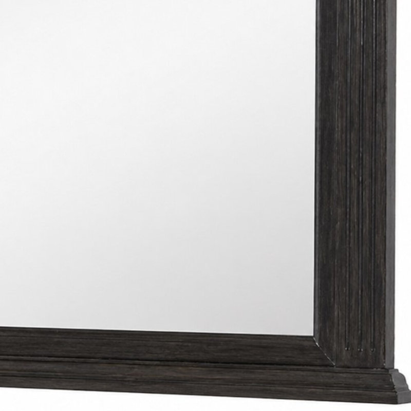 Cosmo Wire Brushed Black 44 In. W X 36.13 In. H Cottage Rectangle Wood Framed Mirror