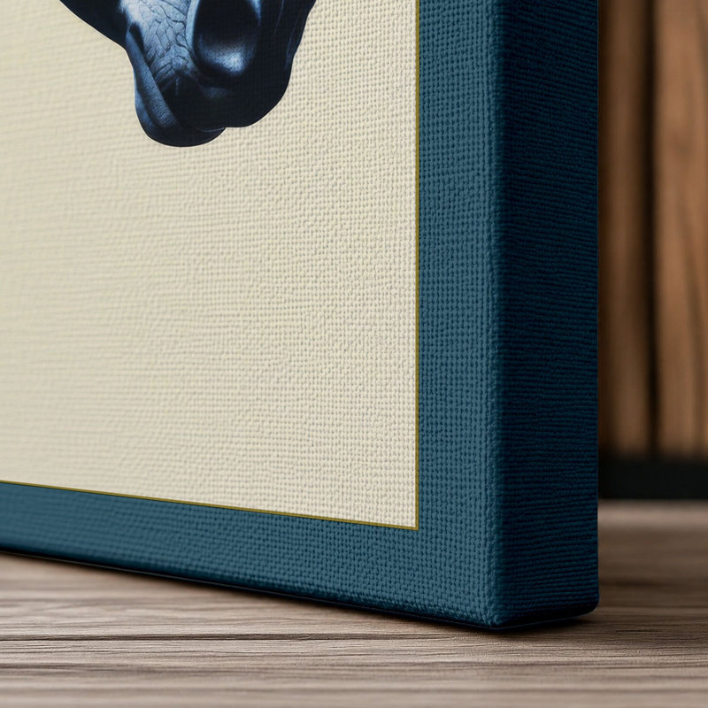 Blue Horse in Profile Modern - Wrapped Canvas, 36x24 - 91.4 x 61.0 cm, Teal Border