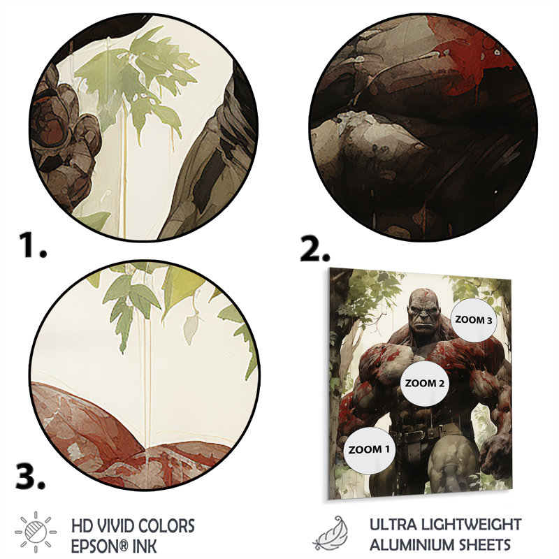 «Green Superhero Giants» - art mural en métal Giants, H 32 po x l 16 po x P 1 po