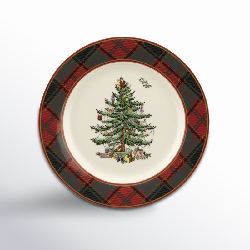 Spode Christmas Tree Tartan Salad Plate 7.75"