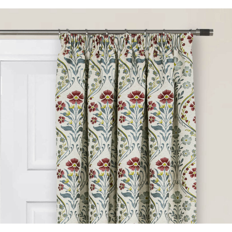 Akrish Pencil Pleat Room Darkening Thermal Door Curtain, Blue