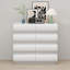 Commode blanche moderne à 8 tiroirs pour chambre à coucher avec rangement large, sans poignée-1607974182