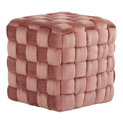Square 16" Ottoman In Ice Blue Velvet