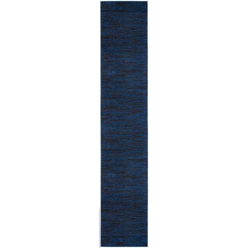 Mullican Sandy Solid Blue Easy Care Indoor/Outdoor Area Rug, Runner 2'2" x 14'