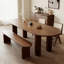 Table de salle à manger ovale en bois massif brun noisette-721170844