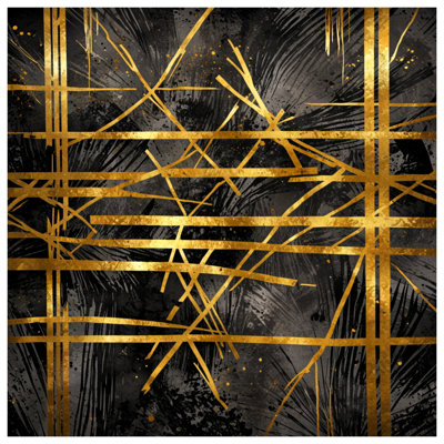 Gold Black Abstract Lines Comforter