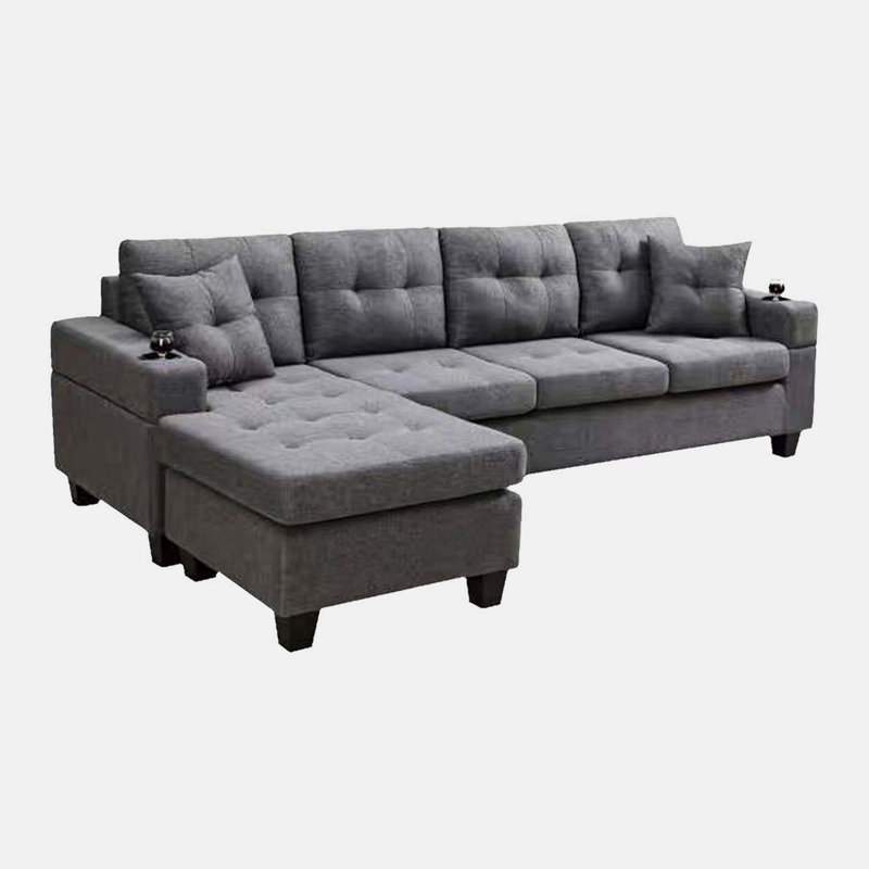 96.06'' Sofa, Gray Fabric, Left Facing