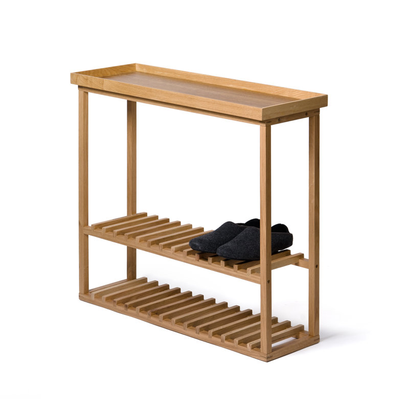 Phillipa 10 Pair Solid Wood Shoe Rack, Oak
