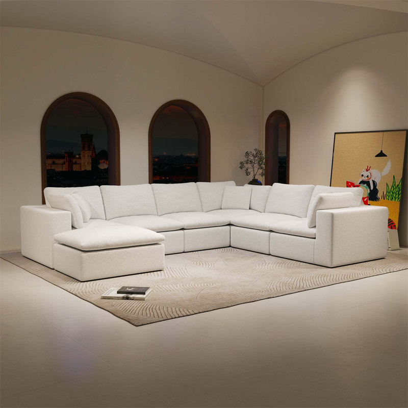 Canapé modulaire modulaire avec revêtement en velours côtelé moelleux, aucun assemblage requis pour des espaces de vie flexibles.
