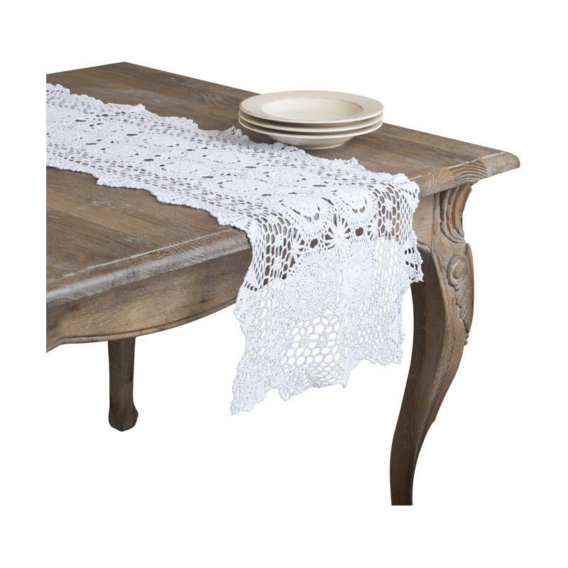 Cavaillon 100% Cotton Table Runner, 72" L x 16" W, White