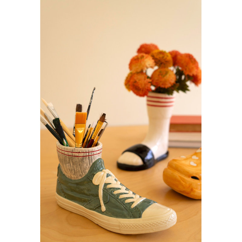  Vase en céramique Sneaker & Socks H 5,5 po - Décoration décorative vernie multicolore