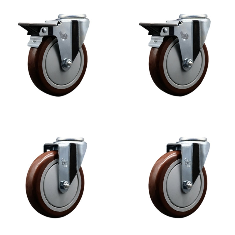 4-Piece Polyurethane Caster Set, Maroon