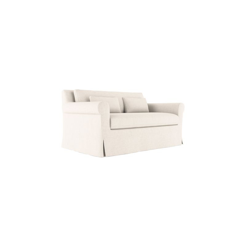 Ludlow Rolled-Arm Skirted Loveseat, Weathered, 34" H x 60" W x 42" D, Box Weave Linen Silver Streak