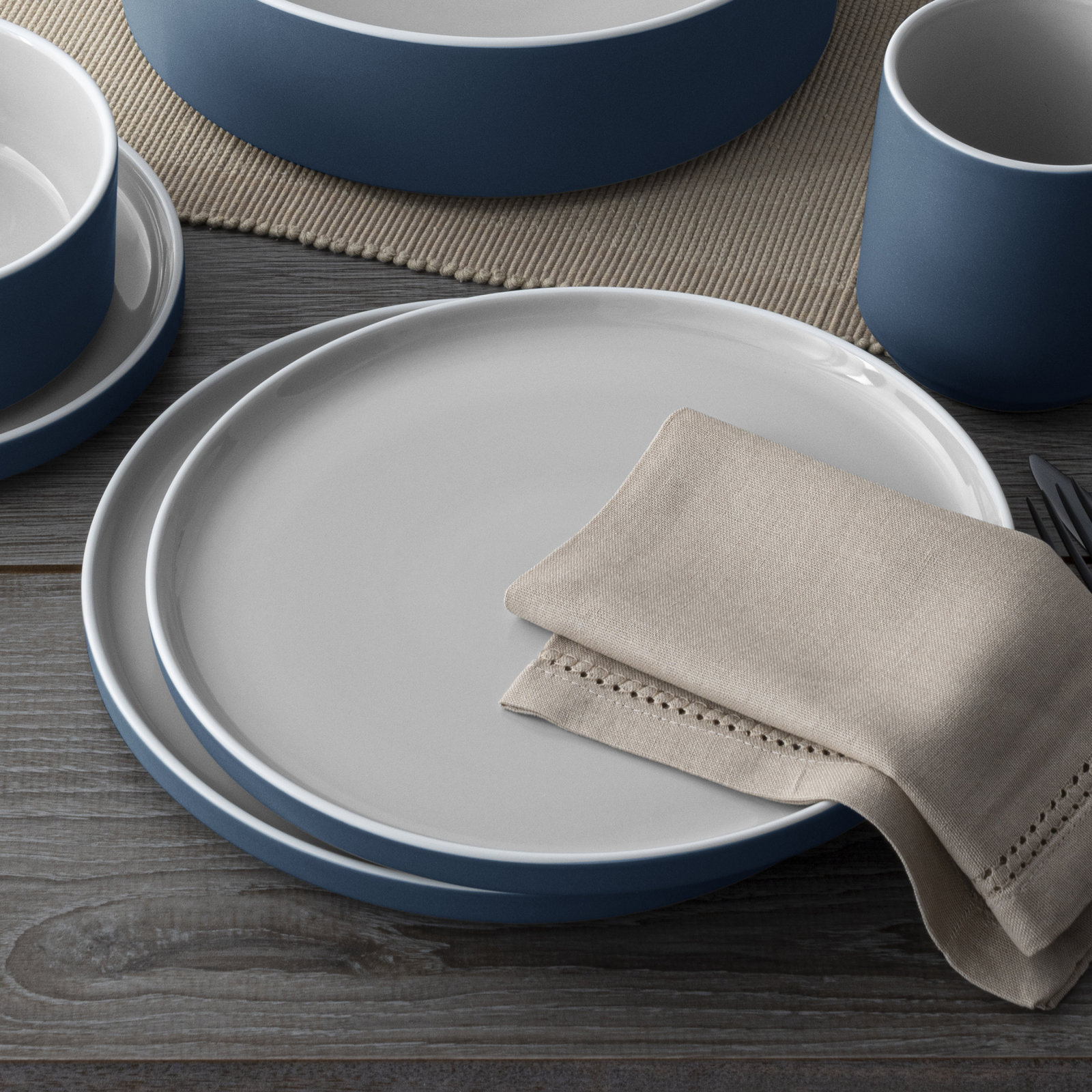 Noritake ColorTrio Set of 4 Stax Dinner Plates, 9-3/4", Blue