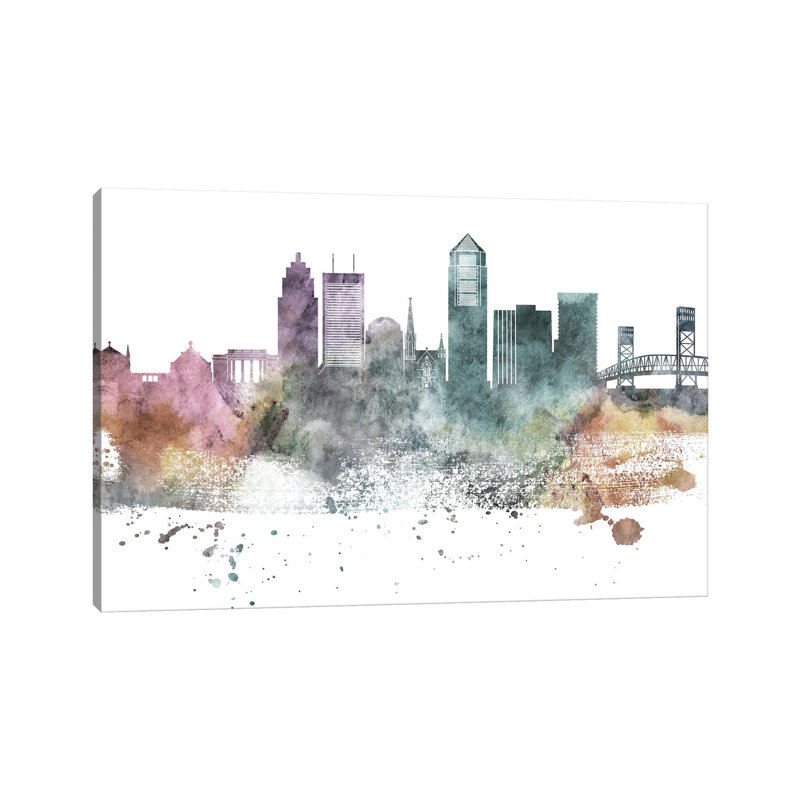 Jacksonville Pastel Skylines - Wrapped Canvas Print, 66.04 cm H x 45.72 cm W