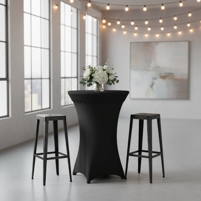 80cm Fitted Round Bar Table Cover, 1, Black