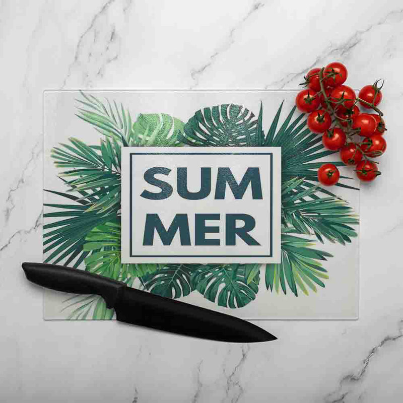 Botanical Summer Glass Chopping Board