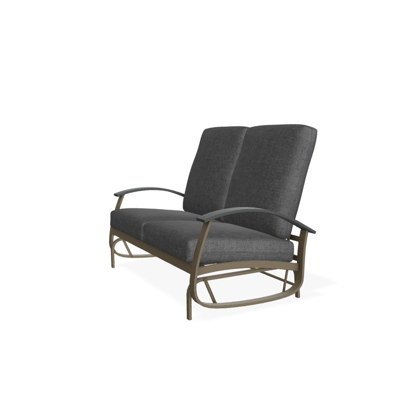 Banc oscillant avec coussins Askar, Tissage uni ardoise coulée Sunbrella®, Bois de plage texturé, Graphite classique P30