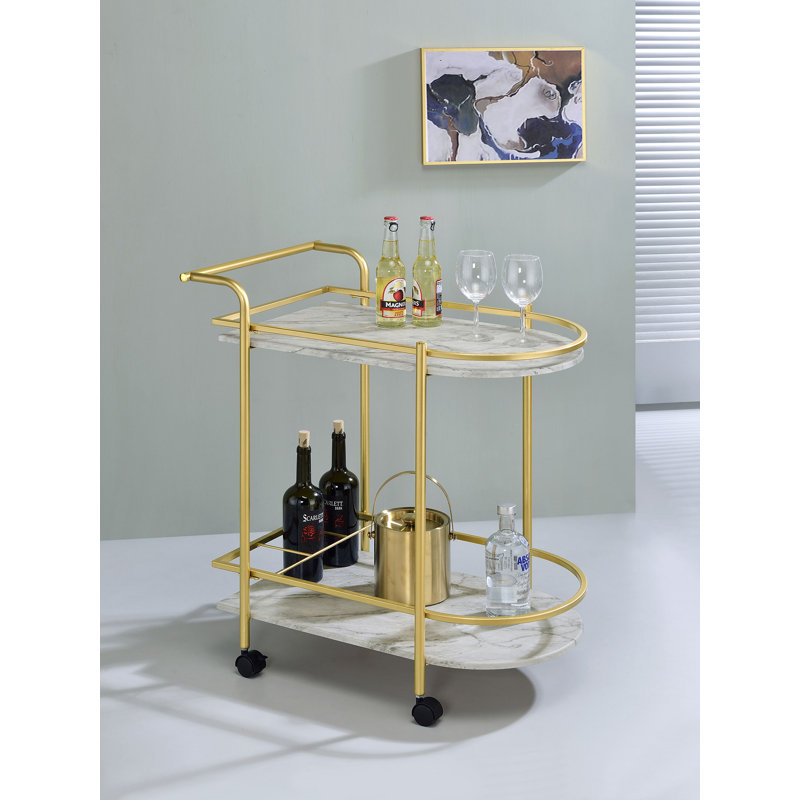 Peebles Metal Bar Cart, Gold
