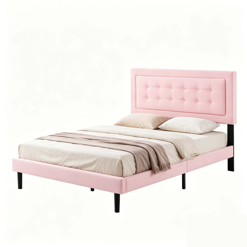 Upholstered Platform Bed Frame with Easy Assembly