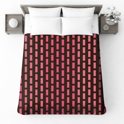 Pink Rectangular Pattern Quilted Thin Bedspread