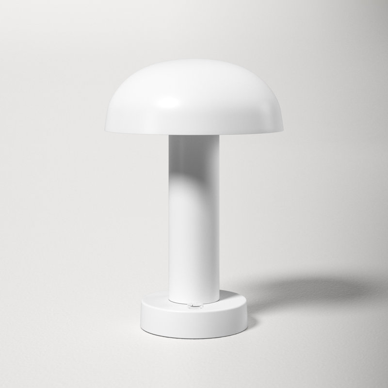 White Metal Dome Shade Plug-In Table Lamp