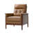 Outen Mid-Century Modern Genuine Leather Armchair with Solid Wood Armrests-466039389