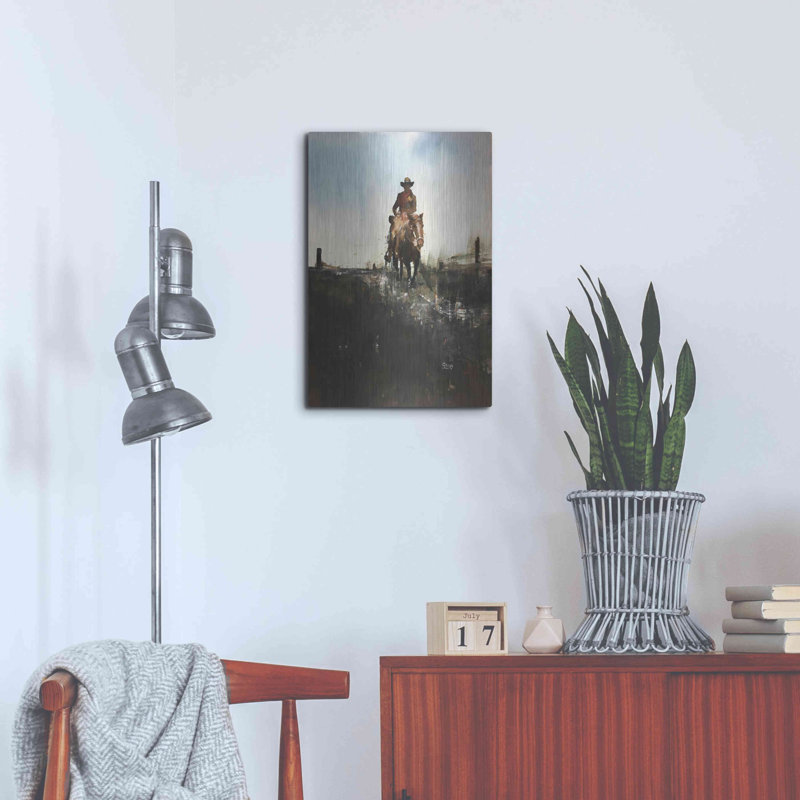 Art mural en métal luxueux «Horse With No Name» par Oscar Alvarez Pardo, 24 po x 36 po, H 24 po x l 16 po