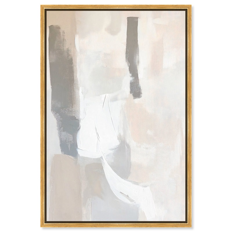 «Softened Echoes I Canvas Minimalist Boho» par Art Remedy, H 31 po x l 21 po, Cadre flottant doré