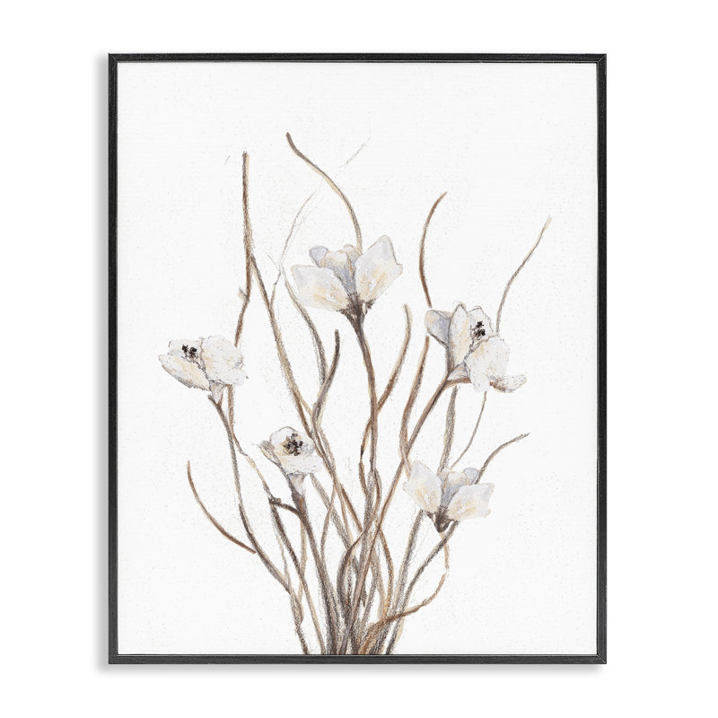 Giclée encadrée de branches florales bouclées, design par Lanie Loreth, H 20 po x l 16 po, Giclée encadrée noir minuit