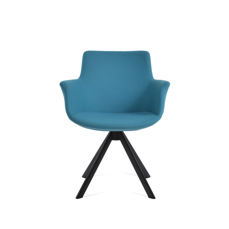 Chaise avec accoudoirs pivotante Bottega, Noir, Turquoise